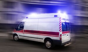 criminal running out of ambulance in Las Vegas